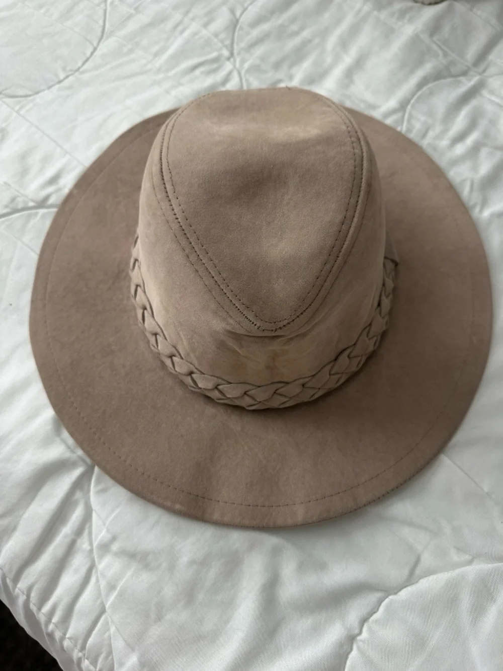 Grey Velvet Wide Brim Hat
